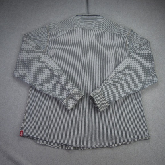 Wrangler Shirt Mens 2XL Indigo Striped Snap Button Pocket Western Shacket - Picture 6 of 15